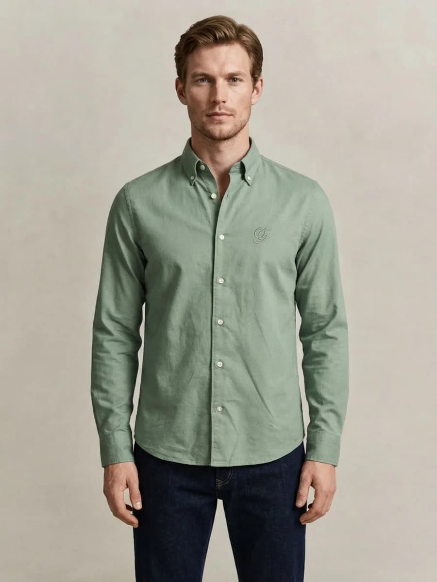 Gant Men Green Solid Regular Fit Pure Cotton Shirt