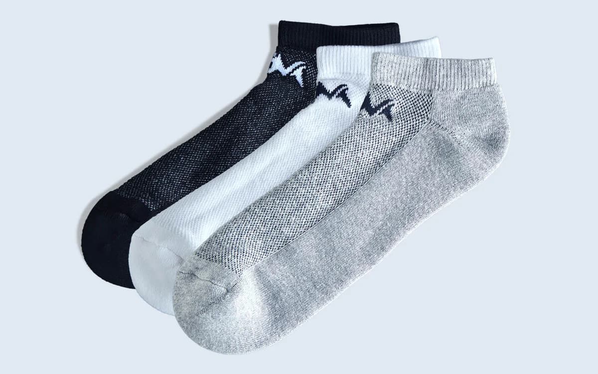 Low-Cut Ankle Socks : Black White Grey (Pack of 3)