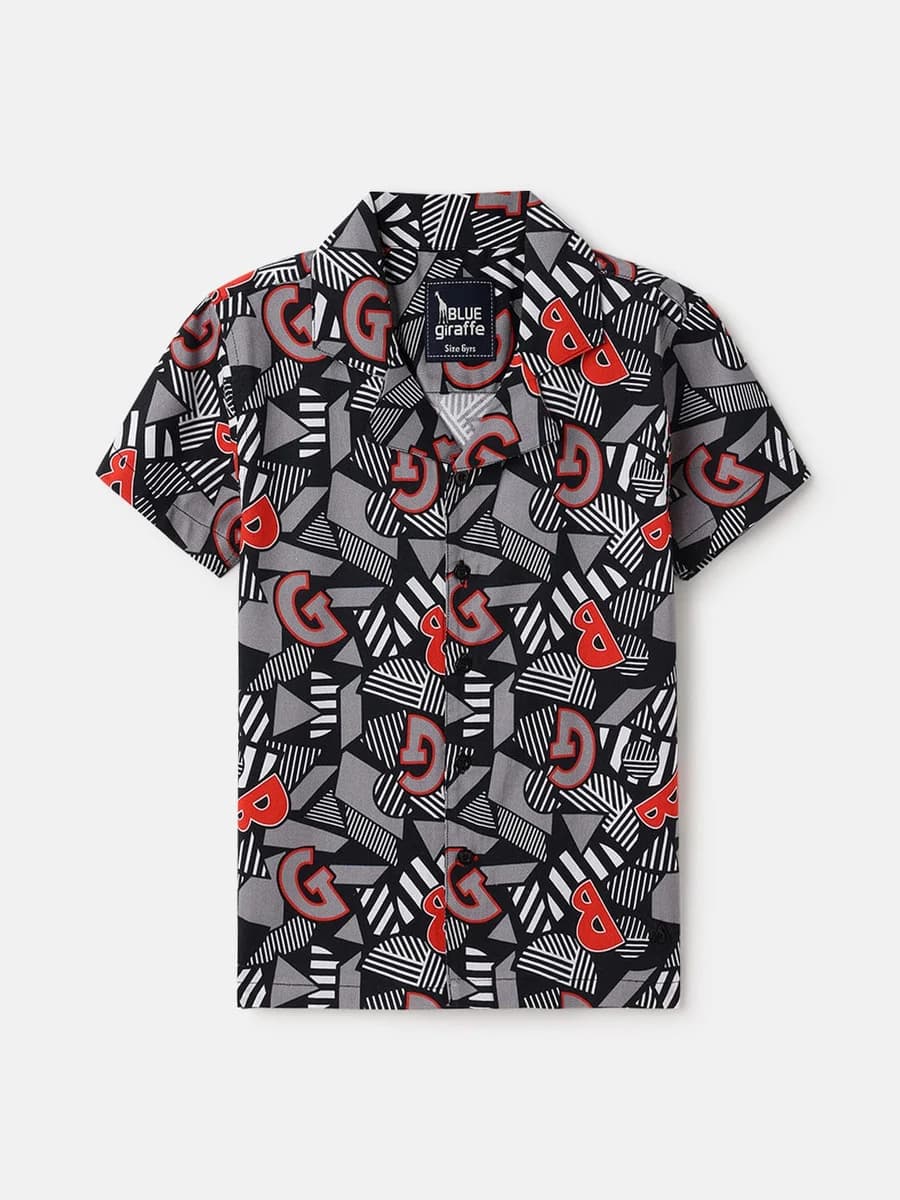 Blue Giraffe Kids Multi Regular Fit Printed Shirt
