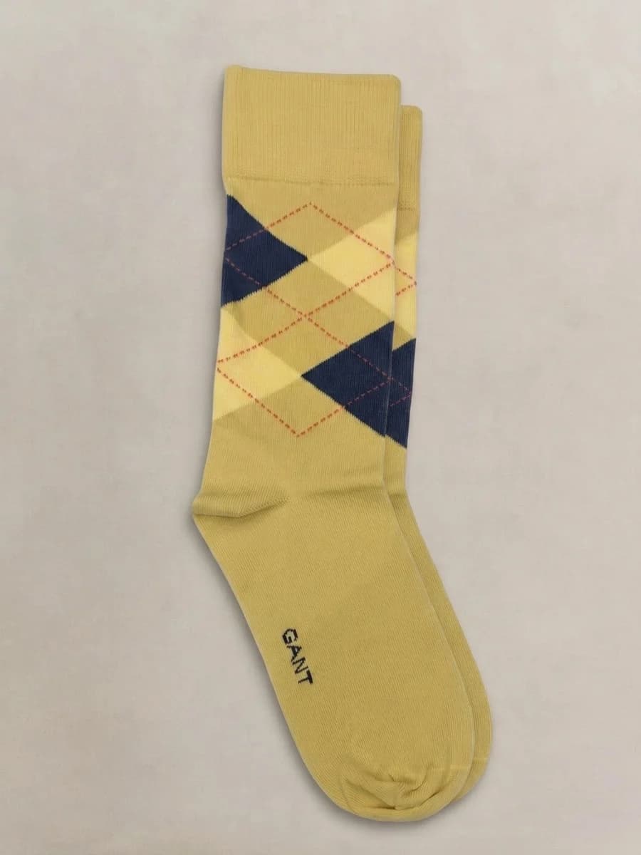 Gant Yellow Cotton Argyle Men Socks