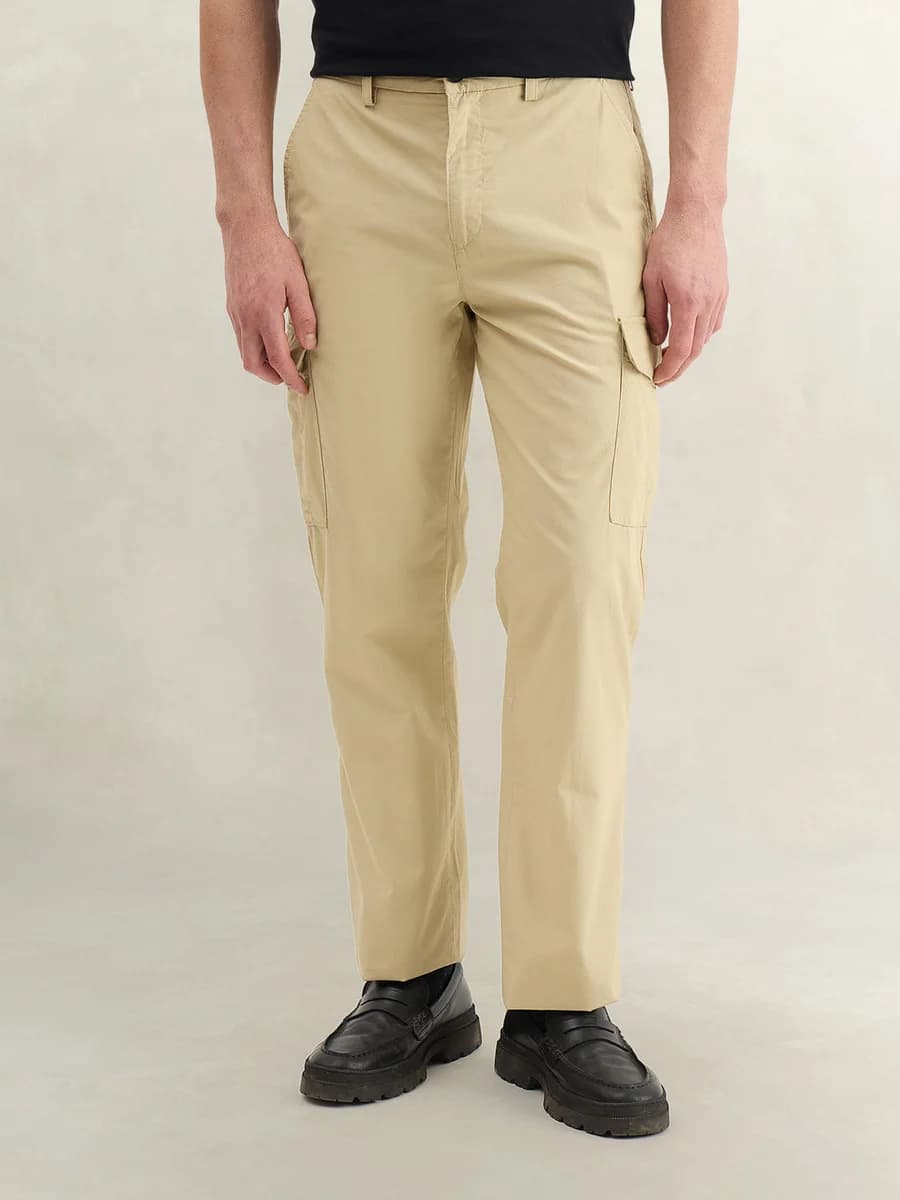 Gant Men Beige Solid Regular Fit Pure Cotton Trouser