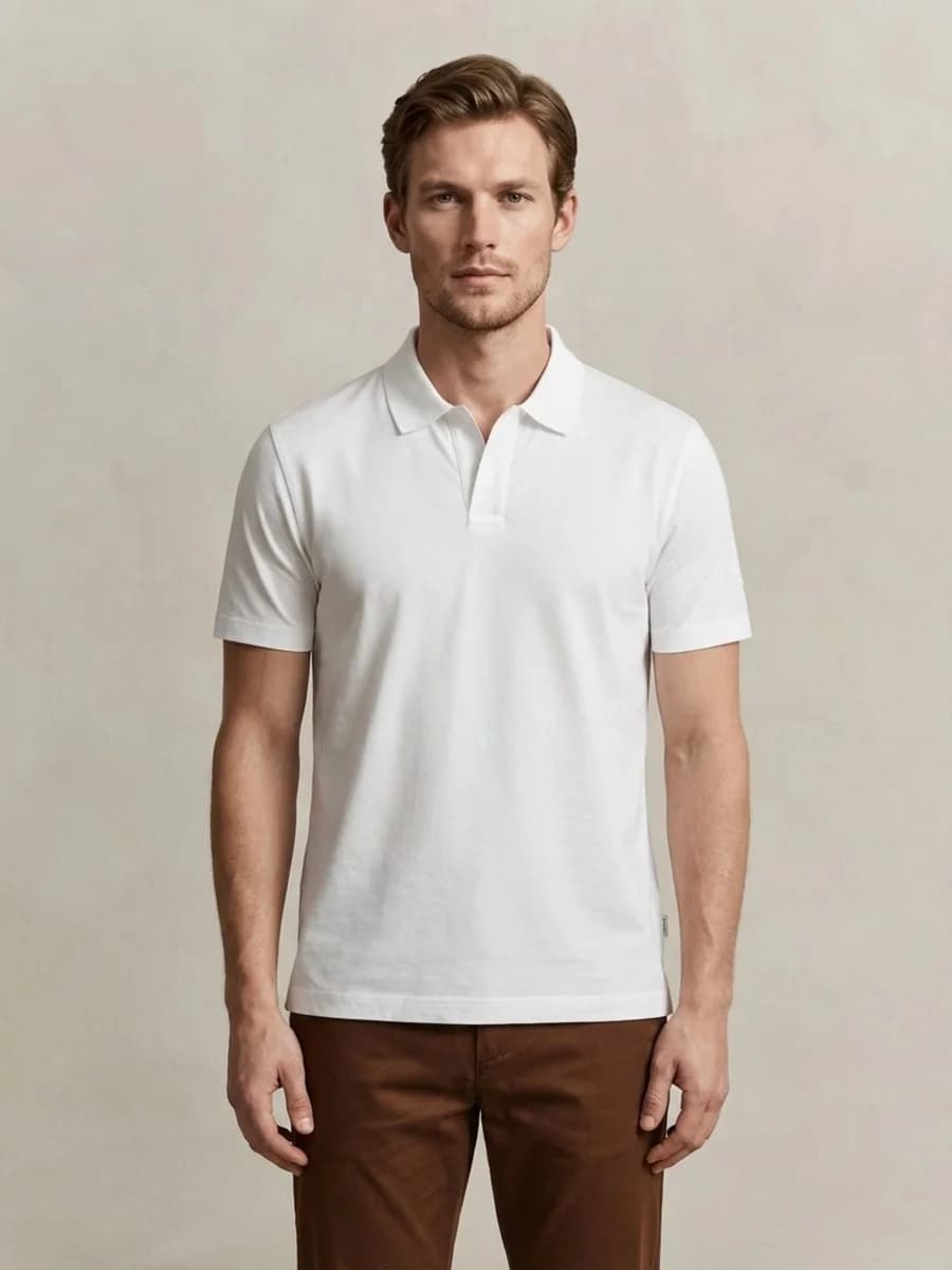 Gant Men Eggshell White Solid Regular Fit Pure Cotton Polo T-Shirt