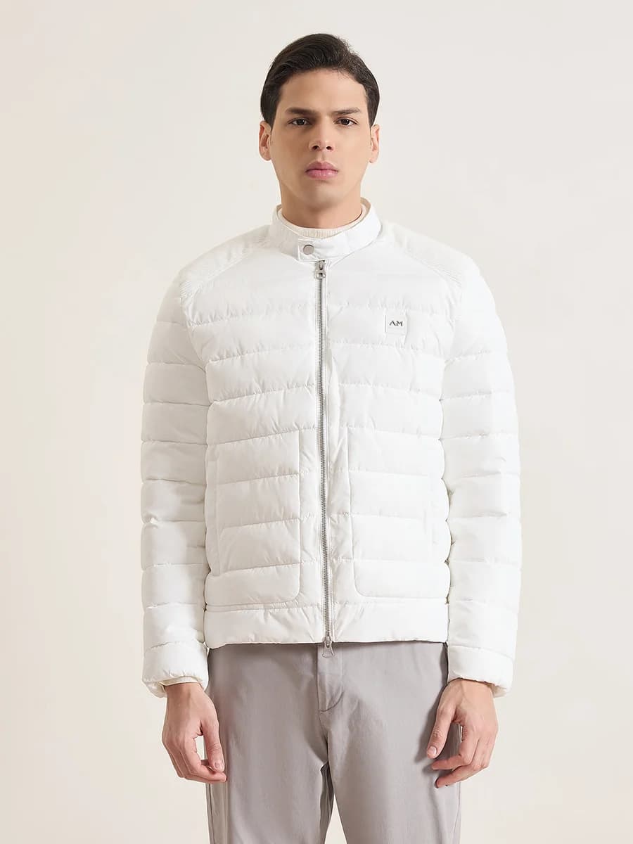 Antony Morato Men Cream Solid Regular Fit Corduory Jacket