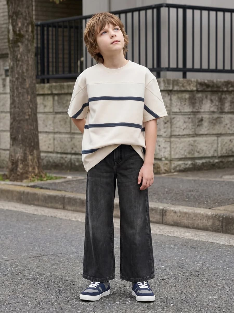 Blue Giraffe Black Straight Fit Solid Boys Jeans