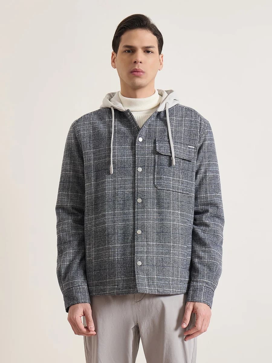 ANTONY MORATO Men Multicolor Checked Hooded Shirt