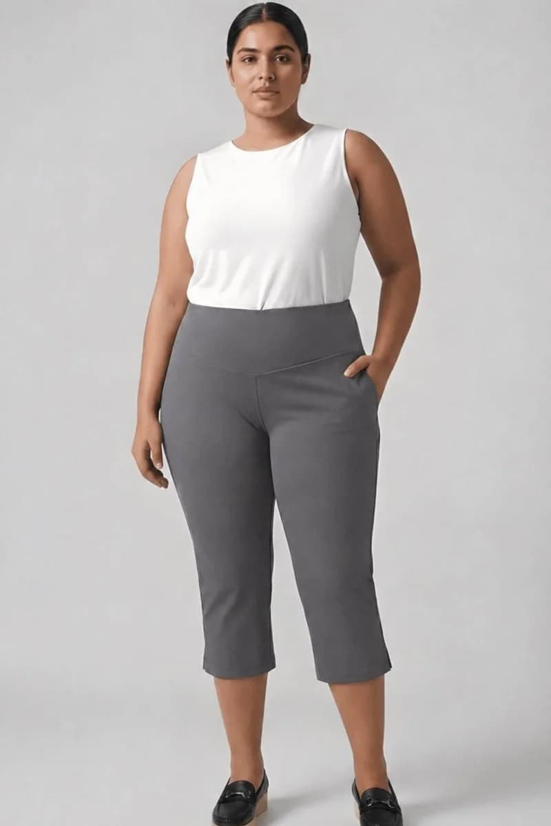 Grey New Fit Tummy Tucker Crop Pants