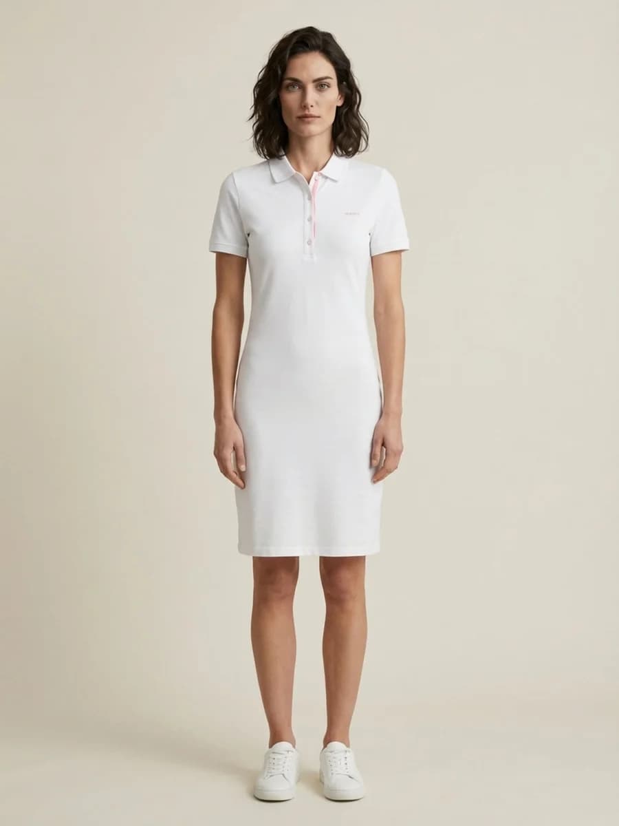 Gant Women White Solid Stretchable Slim Fit Pique Dress