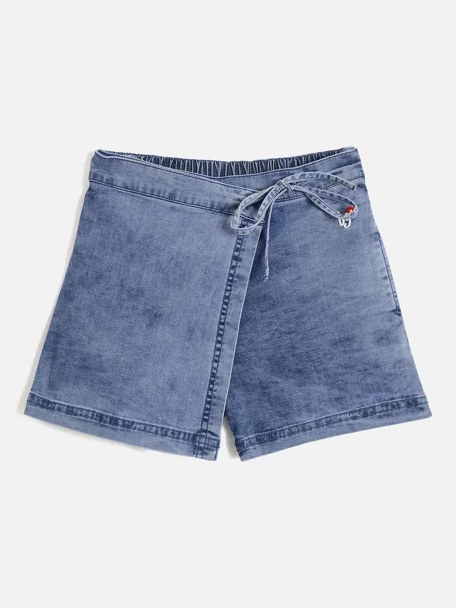 Blue Giraffe Kids Blue Regular Fit Solid Skort