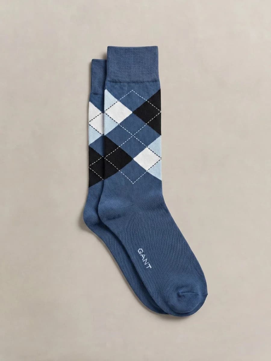 Gant Blue Cotton Argyle Men Socks