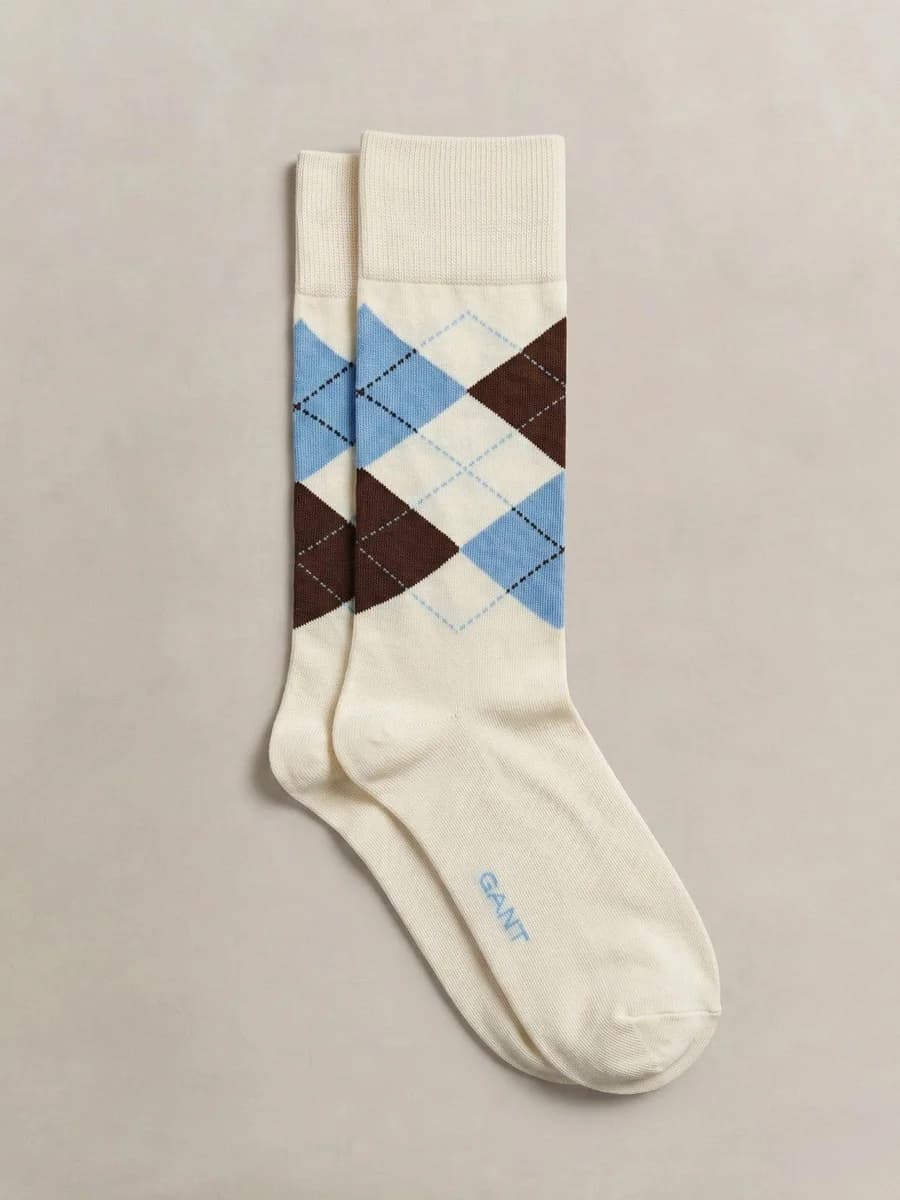Gant Cream Cotton Argyle Men Socks