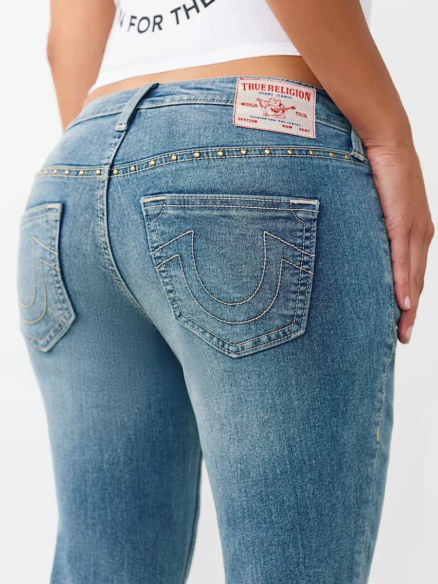 True Religion Women Blue Solid Bootcut Stretchable SN Becca Jeans