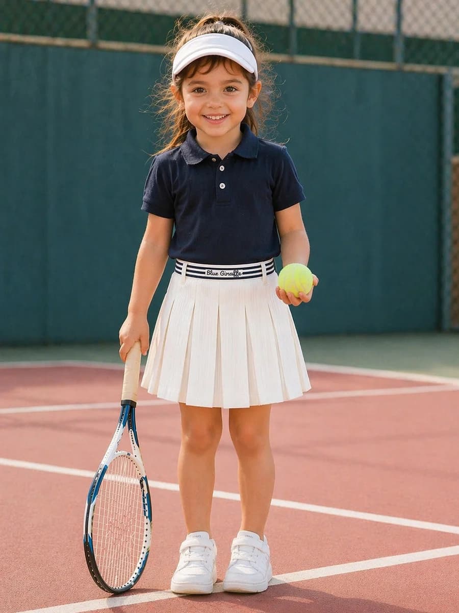Blue Giraffe Girls White Solid A-Line Fit Skirt