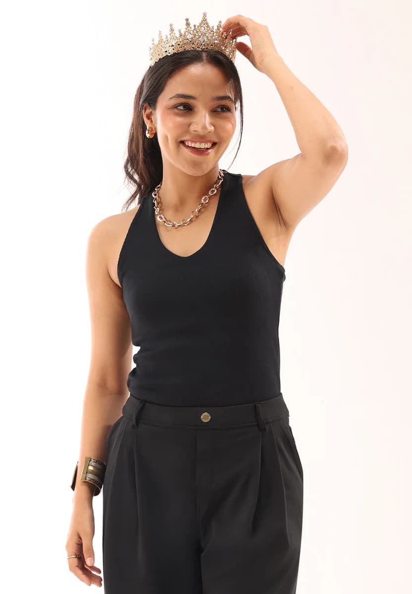 Blissentials V- Neck Racerback Built In Bra Top