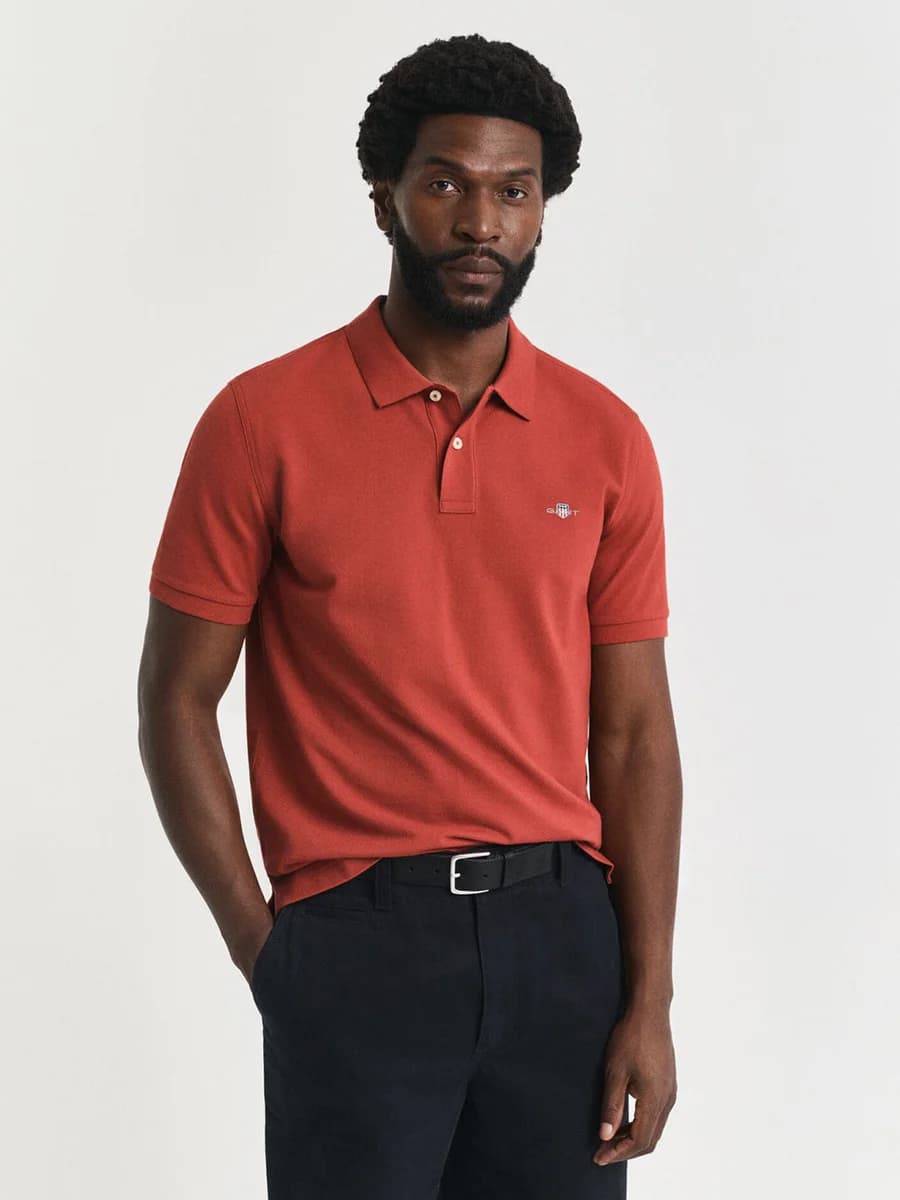 Gant Men Red Solid Polo Tshirt