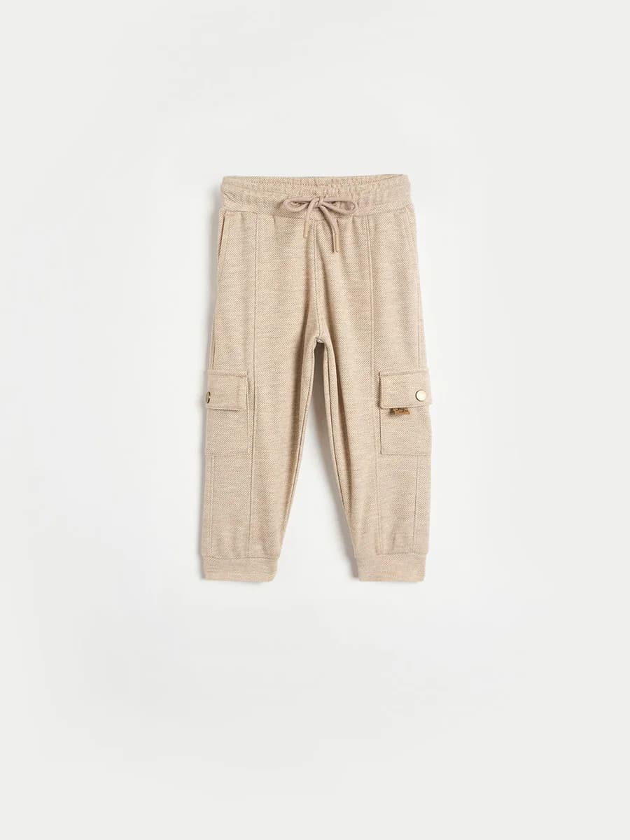Blue Giraffe Boys Beige Solid Regular Fit Jogger