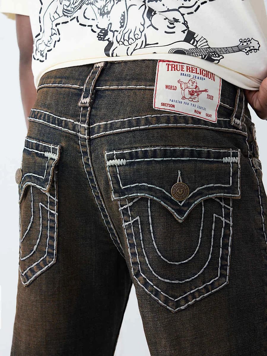 True Religion Brown Stretchable Ricky Super T Solid Men Jeans