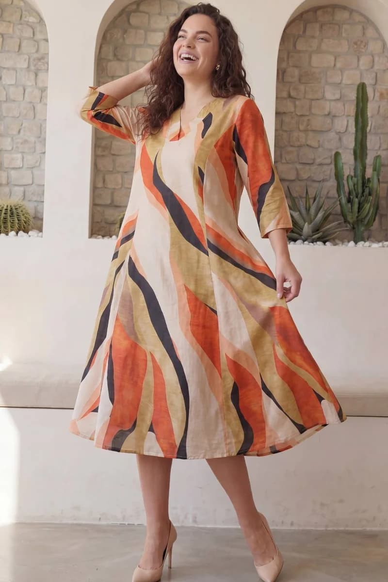 Desert Waves Plus Size Midi dress