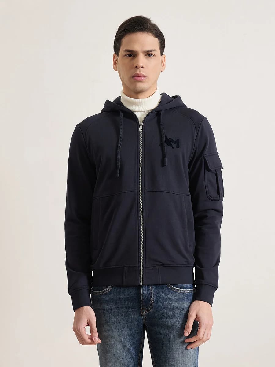 Antony Morato Men Navy Blue Solid Regular Fit Sweatshirt