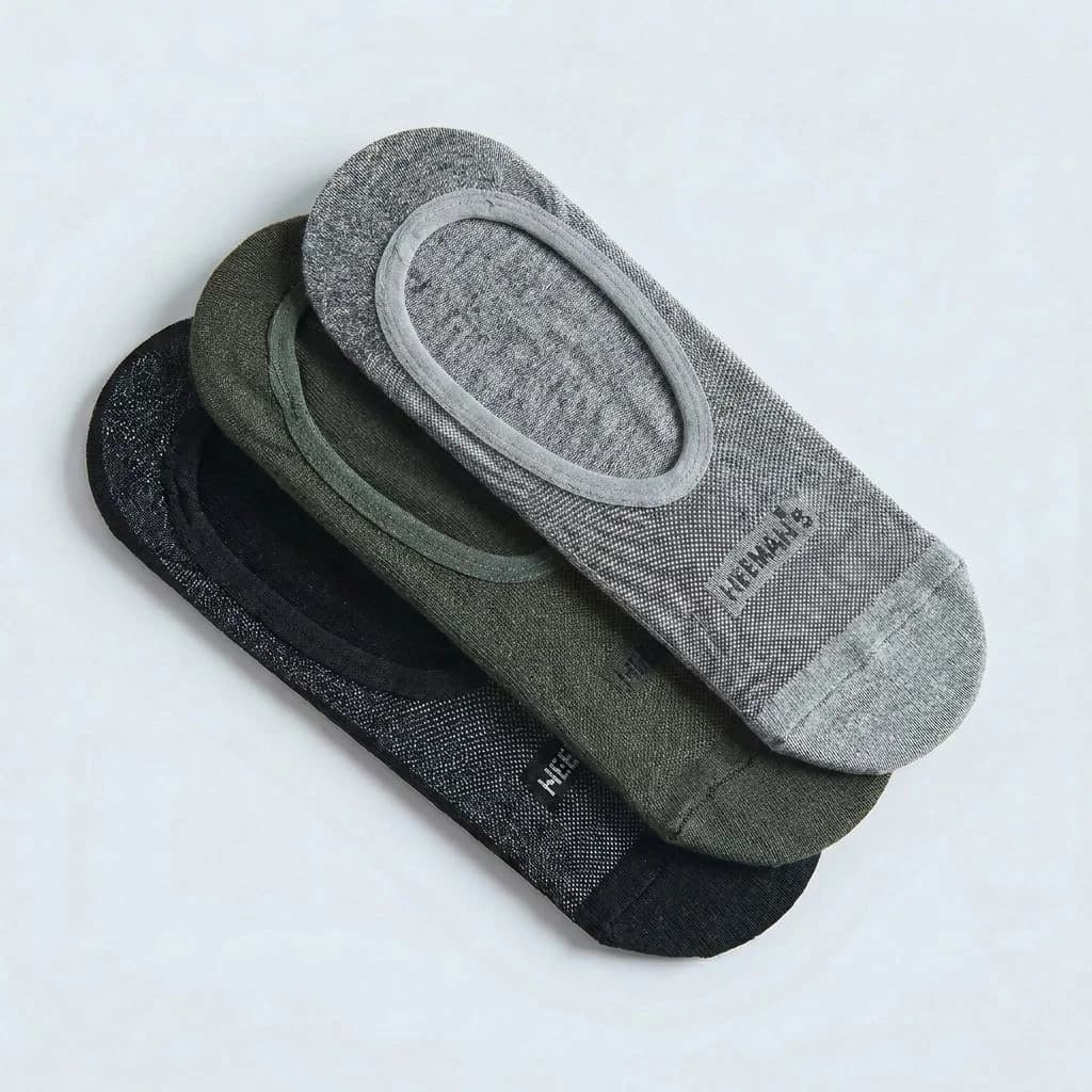 No Show Socks : Black Olive Grey (Pack of 3)