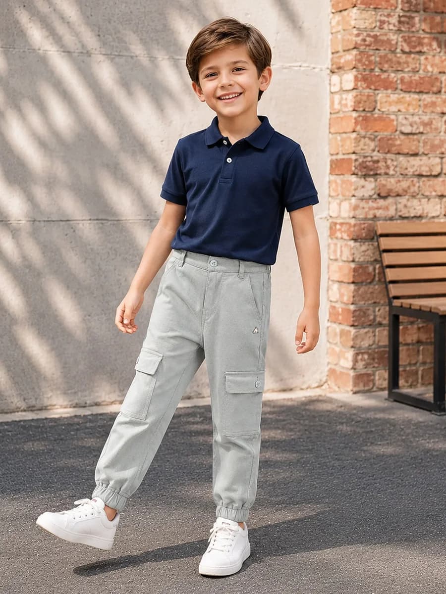 Blue Giraffe Boys Green Solid Regular Fit Jogger