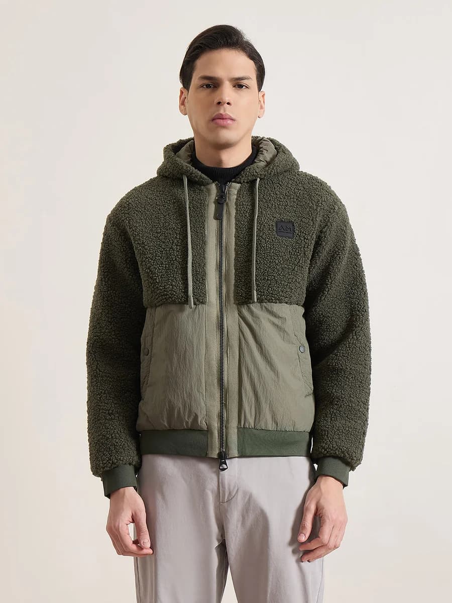 Antony Morato Men Green Colorblock Relaxed Fit Sweatshirt
