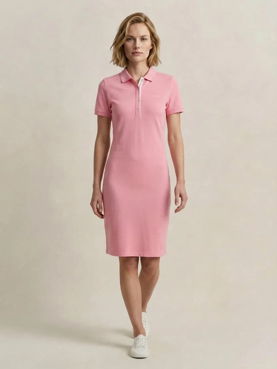 Gant Women Pink Solid Stretchable Slim Fit Pique Dress