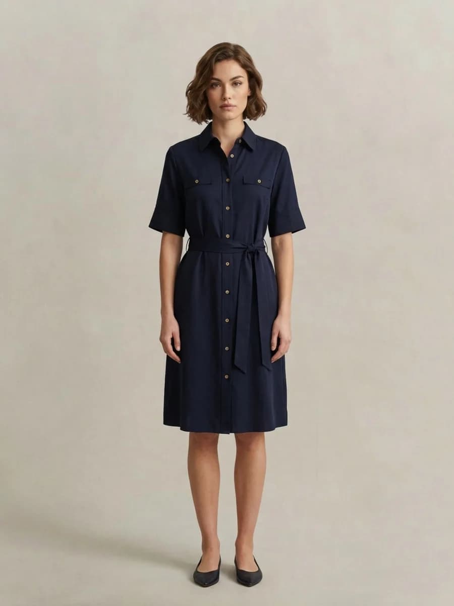 Gant Women Navy Blue Solid Regular Fit Dress